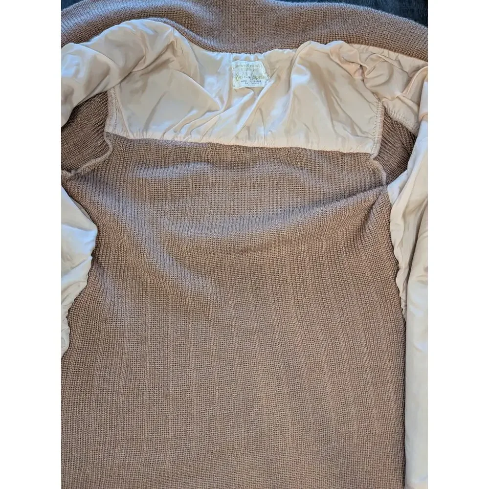 Vintage 70s Exclusive Imports Tan Leather Crochet Jacket Boho Hippy SZ M Korea - Picture 9 of 12